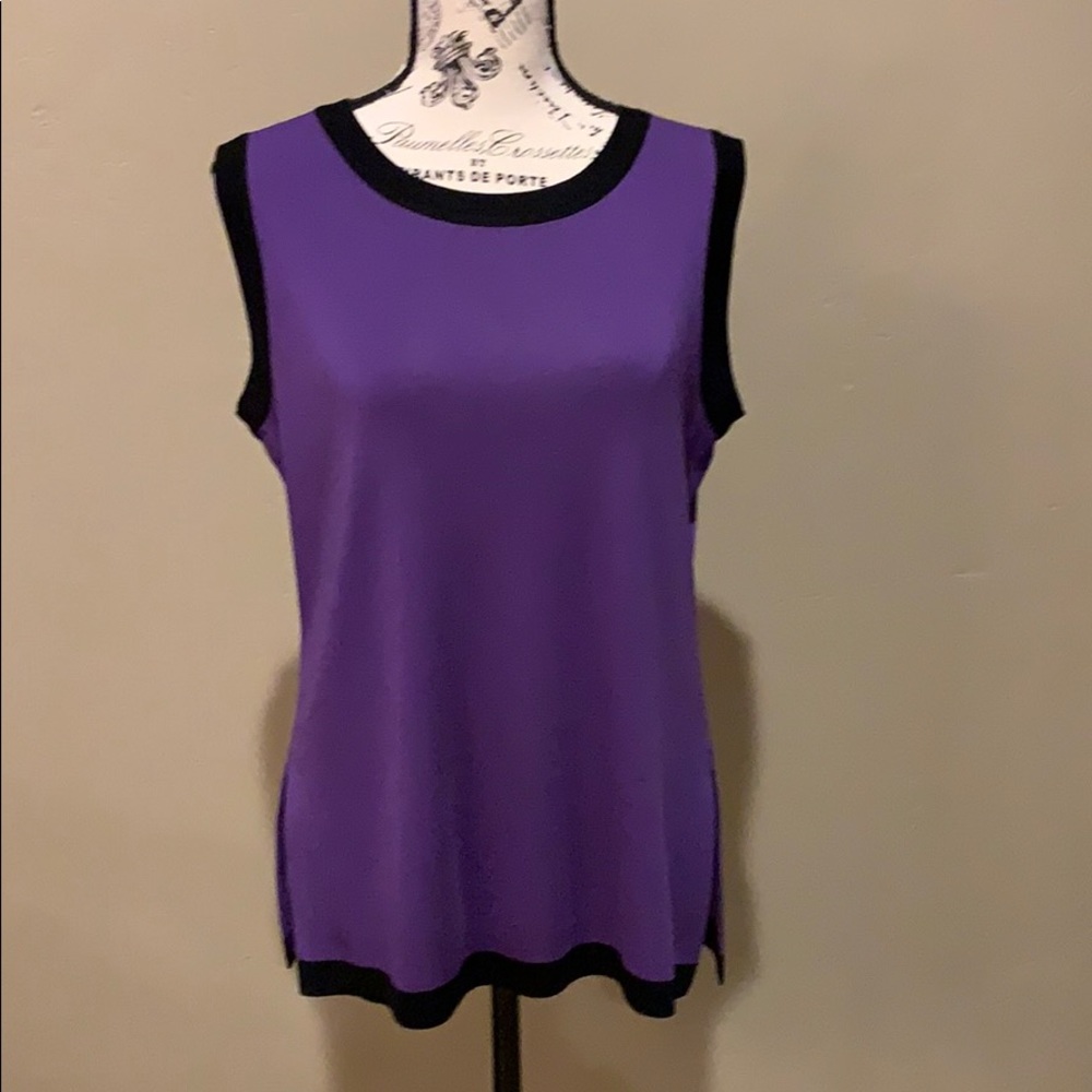 Misook Purple and Black Tank Shell Camisole